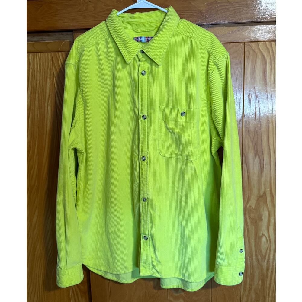 URBAN OUTFITTERS Men's Neon Lime Big Corduroy Work Shirt, XL